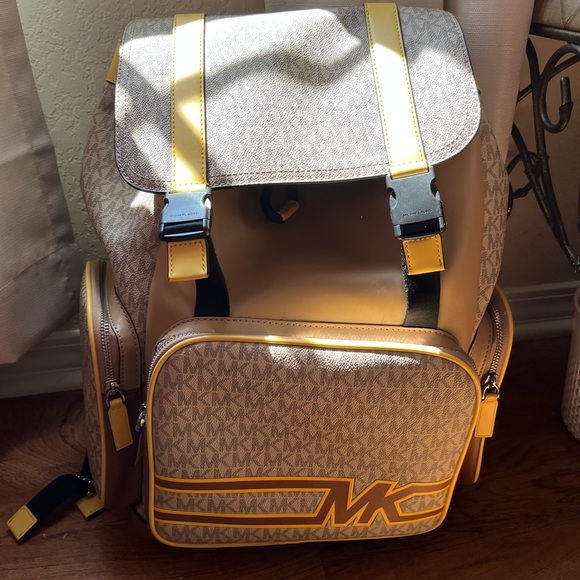 Michael Kors Beige and Yellow Men's Backpack - Picture 1 of 3